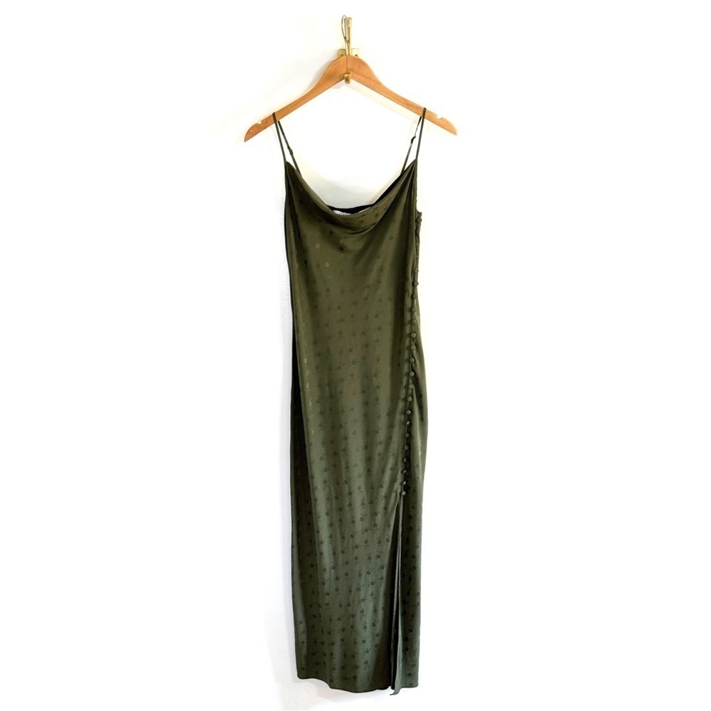 NWOT Veronica Beard Midi Silk Green Sleeveless Chapel Dress - Picture 2 of 7